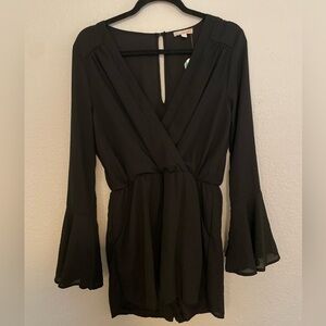 Gianni Bini Black Romper Long Bell Sleeves